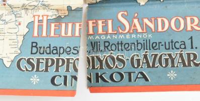 Cseppfolyós gáz térkép, szakadásokkal, ragasztásokkal, 44×60 cm