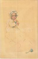 Children art postcard, girl. Published by the Gibson Art Company