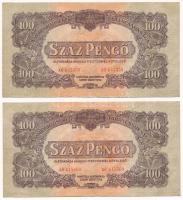 1944. 100P "A Vöröshadsereg Parancsnoksága" (2x) sorszámkövetők "A0 645559 - A0 645560" T:III Adamo P47