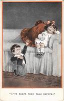 1913 Ive heard that tale before Children art postcard, romantic couple s: Fred Spurgin (EK)