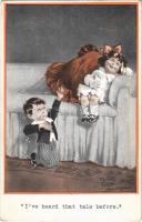 1913 "I've heard that tale before" Children art postcard, romantic couple s: Fred Spurgin (EK)