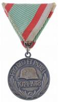 1929. "Magyar Háborús Emlékérem kardokkal, sisakkal" ezüstözött Br kitüntetés mellszalagga...