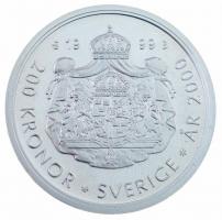 Svédország 1999. 200K Ag XVI. Károly Gusztáv - Millenium T:PP ujjlenyomat Sweden 1999. 200 Kronor Ag Carl XVI Gustaf - Millenium C:PP fingerprint