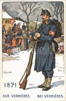 1871 Aux Verrieres. Le Soldat Suisse a travers les Ages / Der Schweizer-Soldat im Laufe der Jahrhunderte / Swiss military art postcard s: Ed. Elzingre (EK)