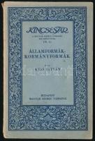 Weis István: Államformák - kormányformák. Kincsestár. Bp., 1939, Magyar Szemle Társaság, 78+2 p. Kiadói papírkötés, a gerincen kis hiánnyal.