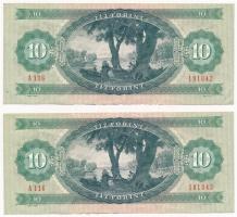 1975. 10Ft (2x) sorszámkövetők "A 116 101042 - A 116 101043" T:III 
Adamo F8