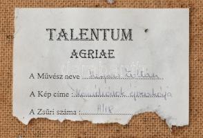 Herpai Zoltán (1951-2011): Komédiások éjszakája. Olaj, farost, jelzett. Hátoldalán Talentum Agriae k...