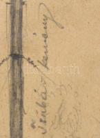 Báró Mednyánszky László (1852-1919): Gyár látképe. Ceruza, papír. Jelezve jobbra lent. Üvegezett fa ...