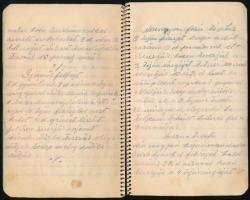 cca 1920-1940 Régi kézzel írt receptfüzet, kissé kopott spirálfüzetben