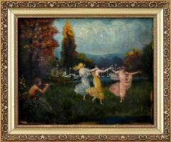 Olvashatatlan jelzéssel, feltehetően a XIX. sz. végén/XX. sz. elején működött festő alkotása: Tavasz...