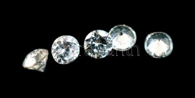 5 db csiszolt gyémánt kő, d: 2 mm