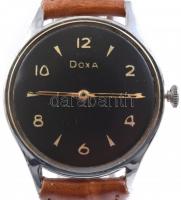 Mechanikus Doxa karóra, működik, barna bőrszíjjal, működik, jó állapotú d: 34 mm / Doxa mechanic watch