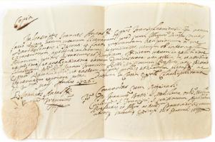 cca 1730 Antaffy János 1726-os bizonyságlevelének kicsit későbbi kézzel írt másolata. Brassó városáb...