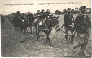 Gépfegyverosztály öszvérekkel / Maschinengewehr-Abteilung mit Maulthieren / WWI Austro-Hungarian K.u.K. military, machine gun department with mules (EK)