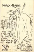 Horch-Posten / WWI Austro-Hungarian K.u.K. military art postcard, humour, support fund. Deutschmeister Witwen- und Waisen-Stiftung (Aktion im Felde) Nr. 2. s: Rud. Kristen (EK)