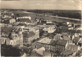 1953 Pozsony, Pressburg, Bratislava; látkép, zsinagóga, híd / general view, synagogue, bridge (fa)