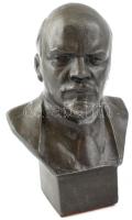Fém Lenin büszt, jelzett, apró kopásnyomokkal, m: 14 cm