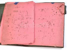 Régi irattartó mappa, faragott fa díszítéssel, szúette lyukakkal, 26×18 cm