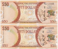 Guyana 2016. 50$ A függetlenség 50. évfordulója (2x, sorszámkövető) T:I- Guyana 2016. 50 Dollars 50th anniversary of the independence (2x, sequential serials) C:AU