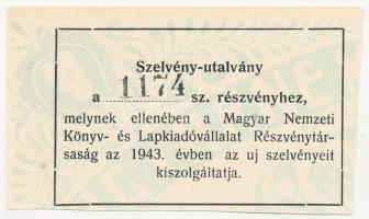 Debrecen 1927. "Magyar Nemzeti Könyv- és Lapkiadóvállalat Részvénytársaság" névre szóló ré...