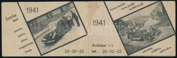 1941 Szürke taxi autós kártyanaptár