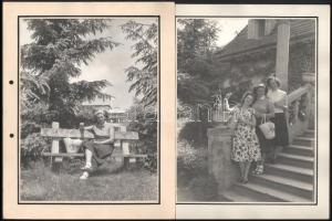 cca 1940-1950 4 db kirándulós fotó, albumlapra ragasztva, 24×18 cm