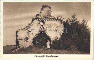 Aszófő, templomrom (képeslapfüzetből / from postcard booklet)