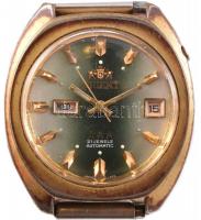 Orient karóra 21 köves automata szerkezettel, naptárral, pótolt Seiko fém szíjjal. d: 37 mm Működő szerkezettel, kopott és karcos. / japanese automatic watch
