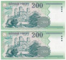 1998. 200Ft (2x) sorszámkövetők "FF 5200645 - FF 5200646" T:I