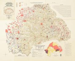 1940 Trianon előtti Magyarország Romániához csatolt területének és a határmenti megyéknek néprajzi térképe, kiadja: Magyar Nemzeti Szövetség. Néhány apró folttól eltekintve jó állapotban. 63×73 cm
