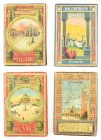 cca 1900-1920 Ricordo di Roma, Milano, Pompei, Venezia, 4 db