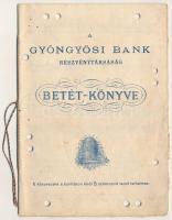 Gyöngyös ~1910. Gyöngyösi Takarékpénztár-egyesület betét-könyve lyukasztásokkal érvénytelenítve