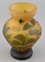 Gallé Tip jelzéssel váza virágmintával, savmaratott több rétegű, hibátlan, m: 16 cm.