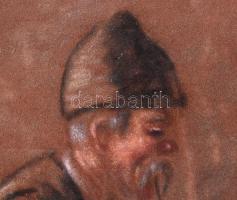 Horváth G. Andor jelzéssel: Pipázó. Pasztell, karton. Sérült fa keretben. 39,5x50 cm