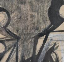 Barcsay jelzéssel: Alakok. Vegyes technika, papír, sérült. Sérült, üvegezett fa keretben. 59x74 cm