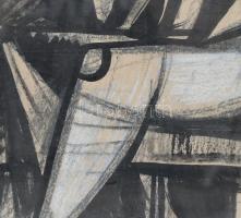 Barcsay jelzéssel: Alakok. Vegyes technika, papír, sérült. Sérült, üvegezett fa keretben. 59x74 cm