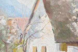 Gálffy Lola (1902- 1980): Szentendrei részlet. Olaj, vászon. Jelzett. Kisebb felületi sérüléssel. Fa...