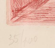 Szabó Vladimír (1905-1991): Festő és múzsája. Színes rézkarc, papír, jelzett. Számozott: 35/100. Üve...