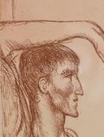 Szabó Vladimír (1905-1991): Festő és múzsája. Színes rézkarc, papír, jelzett. Számozott: 35/100. Üve...