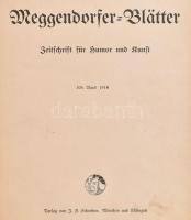 1916 Meggendorfer -Blätter. Zeitschrift für Humor und Kunst. Band 105. Nr. 1319-1331. 1916. ápr. 6-1916. jún. 29. München-Esslingen, 1916,J. F. Schreiber, 4+208 p. Német nyelven. Gazdag képanyaggal illusztrált. Átkötött kissé kopott félvászon-kötésben, egy kijáró lappal.   Ágoston Ernő (1889-1957): Ex libris Soproni Kaszinó, klisé, papír, jelzett a klisén, 13×7,5 cm