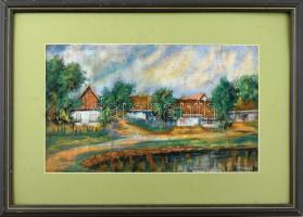 Pittner 941 jelzéssel: Utcarészlet. Pasztell, papír, sérült. Fa keretben, 25×42 cm