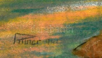 Pittner 941 jelzéssel: Utcarészlet. Pasztell, papír, sérült. Fa keretben, 25×42 cm