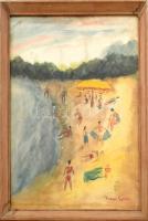 Vadász Endre jelzéssel: Strand. Akvarell, papír. Üvegezett fa keretben. 48x34,5 cm