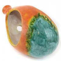 Mihály Béla (1930-2001): Függő kaspó. Mázas kerámia, kézzel festett, jelzett, mázrepedésekkel, kiseb...