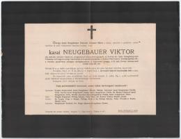 1919 karai Neugebauer Viktor (1853-1919) ny. MÁV igazgató, az Első Duna-Gőzhajózási Társaság volt magyarországi képviselőjének és forgalmi igazgatójának, miniszteri tanácsosnak a halálozási értesítője