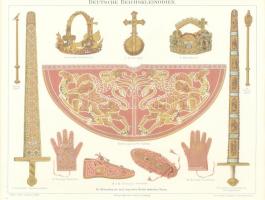cca 1890 Deutsche Reichskleinodien (Német koronázási jelvények) Meyers lexikon (1894 - 1898) mellékl...