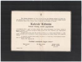 1931 Kulcsár Kálmán (1891-1931) felcsúti jegyző halálozási értesítője. + 1927 nemes Vasanits Árpád (1873-1927) felcsúti földbirtokos halálozási értesítője.