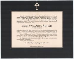 1931 Kulcsár Kálmán (1891-1931) felcsúti jegyző halálozási értesítője. + 1927 nemes Vasanits Árpád (...