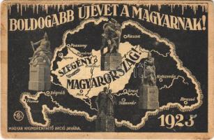 Boldogabb Újévet a Magyarnak! Szegény Magyarország! Magyar Nyomorenyhítő Akció javára / Hungarian irredenta propaganda, Trianon (lyuk / pinhole)