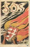 SOS! Kiadja Magyarország Területi Épségének Védelmi Ligája / Hungarian irredenta propaganda, coat of arms s: Tary (fl)